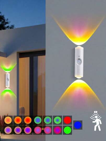 Đèn ngủ LED hai đầu có cảm biến chuyển động, đèn tường từ tính RGB sạc được, thích hợp cho tủ, hành lang, cầu thang, chiếu sáng tạo không gian ấm cúng.