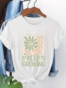 Camiseta de manga corta con patrón floral 6950 - Blanco - Ver 2