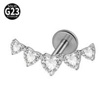 1件 G23 钛金属马眼形锆石唇钉 内螺纹 CZ 极简垂坠耳廓耳骨耳软骨耳钉 身体穿刺饰品 - 如圖 - 查看 22