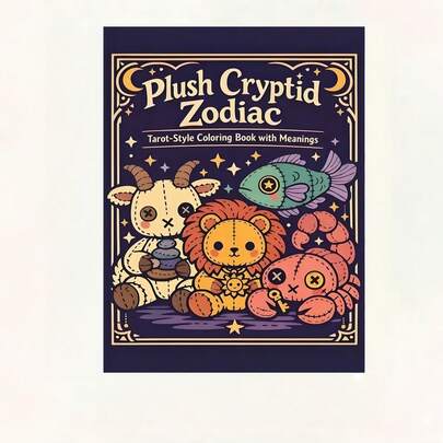 Plush Mysterious Creature Zodiac Coloring Book, Tarot Card Style Pages, Suitable For Couples And Families, Suitable For Parties, Valentine's Day, Birthdays And Other Holidays. Painting And Learning Supplies, Books, Coloring Books, Learning Supplies, School, Christmas, Halloween, Birthday, Back To School Gifts, Coloring Books