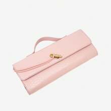 Tas Clutch Wanita Minimalis Vintage dengan Tekstur Tenun Angora Merah, Penutup Lipat, Kapasitas Besar, Tas Bahu, Cocok untuk Acara Formal, Pemakaian Sehari-hari, dan Pesta - Berwarna merah muda - View 4