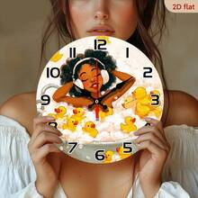 2D Flat, Round Wooden Wall Clock - Silent, Non-Ticking, Battery-Powered Clock For Bathroom And Bedroom, Frameless Design Suitable For Bathtubs, Easy Hook Installation, 10inch (AA Batteries Not Included) - Modern Minimalist Wooden Decorative Wall Clock,Valentines Gift,Graduation,Mother Giftsr,Room Deocr,Wall Deoc,Home Essentials - 1pcs/10in/25cm - View 4