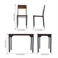 Dining Table And Chairs Set 4, Rectangle Breakfast Kitchen Table And 4 Chairs With Mental Frame For Kitchen Restaurant Home Bar, Rustic Brown/ Grey - Brown - View 3