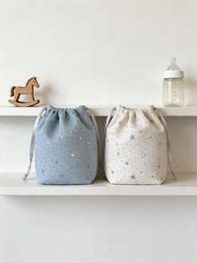 1pc Star Pattern Diaper Storage Bag, Portable Large Capacity Travel Multifunctional Maternity Bag, Lightweight Baby Essential Storage Bag For Outdoor Daily Use, Multi-Pocket Design For Diapers, Wipes, Skincare Products, Cute Star Pattern Design, Easy To Carry, Ideal Baby Shower Gift For New Parents - Multicolor - View 8