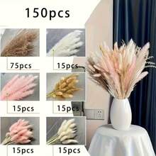 Brown Artificial Reed Grass Bouquet, Large Rabbit Tail Grass, 43.18cm Bohemian Style Fluffy Artificial Reed, Wedding Home Tabletop Party Decoration (Classic Style) - Pink - View 6