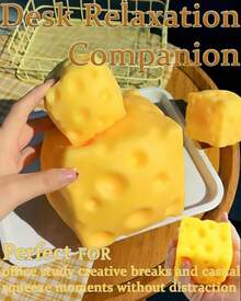 1/3Jumbo Cheese Cube Stress Ball Big Cheese Shapeable Squeeze Ball Non-Bounce Fidget Toy ASMR Sensory Anti-Stress Christmas Gift - Màu vàng lớn - Xem 5