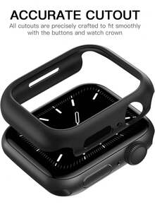 1 chiếc ốp bảo vệ chống rơi bằng nhựa PC rỗng, màu đen, thời trang, unisex, phù hợp với 40/41/42/44/45/46/49mm, áp dụng cho các dòng Ultra/SE/11/10/9/8/7/6/5/4, phụ kiện ốp bảo vệ đồng hồ thông minh. - Màu đen rỗng - Xem 6
