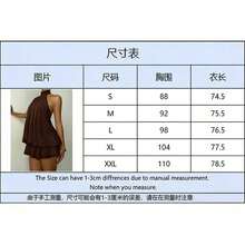 Valentine Outfits For Women Sweet Vacation Slim Sexy Backless Halter Waist-Cinching Top Puffy Short Skirt Dress For Women - 白底黑色波點 - 查看 3