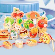 Hölzernes Obst- und Gemüse-Schnürsystem - Lernspielzeug zum Zuordnen und Aufziehen von Lebensmitteln - fördert Feinmotorik und Konzentration für Kinder ab 2 Jahren - Ideales Geburtstags- und Kindergeschenk für Jungen und Mädchen - Verschiedenfarbig - Übersicht 5