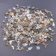 Bộ 30/50/100 chiếc mặt dây chuyền hình mực, sao biển, vỏ sò bằng hợp kim thuộc dòng Ocean Series - phụ kiện làm trang sức DIY. - trộn ngẫu nhiên - Xem 5