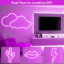 1 st 1,5 m/59 tum rosa neon LED-ljuslist, 5V 2835-lampor, USB-driven flexibel neonbelysning och hållbar lågspänningstejp, lämplig för tak, bar, arbetsbänk och utomhusdekoration - Vitt - Visa 6
