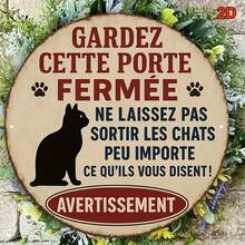 2D flach, 1 Stück rund dekoratives Schild, vintage französisches rundes Aluminium Schild - humorvolle "Lass die Katze nicht raus" Warnung mit Pfötchen-Abdruck, Bauernhaus-Stil Katzen-Themen Wanddekoration, geeignet für Küche, Veranda, Hinterhof, Katzen-Zimmer und Innenwände, Katzen-Dekoration, abgenutzt Design, strukturierte Oberfläche, perfekt für Raumdekoration 8*8 Zoll/20*20 Cm, 2D flach, Küchen-Dekoration, Veranda-Dekoration, Bauernhaus-Dekoration, robustes Metallschild (Lochposition zufällig) - A - Übersicht 7