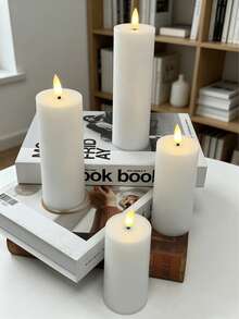 12pcs Flameless LED Pillar Candle Set With Remote Control, Battery Operated Candles For Home/Christmas/Wedding Decor - White - View 3