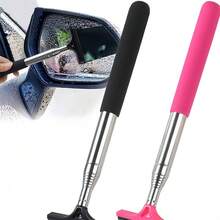 Limpador Retrátil de Espelho Retrovisor de Carro em Aço Inoxidável, Escova para Limpeza de Vidros de Carro e Remoção de Sujeira, Manchas de Água e Neve, Design Compacto e Conveniente, Economiza Espaço - A - Visão 1