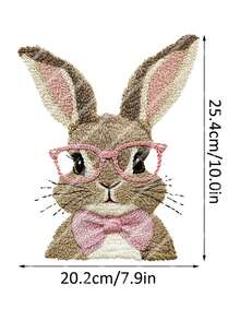 10-Inch Cute Easter Bunny Embroidery Style Design DIY Iron-On Transfer Patch, Clothing Decoration, Suitable For T-Shirts, Sweatshirts, Fabric Decor, Pillow Covers, Tote Bags And Garment Decoration, Easter Holiday Party Decor, Durable Plastic Heat Transfer Sticker - Multicolor - View 2