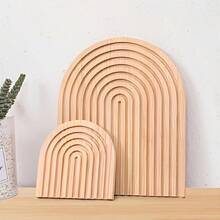 2 pezzi Decorazione ad arco arcobaleno in stile bohémien in legno - Adatto per soggiorno, camera da letto, cucina, caffè, decorazione moderna per la casa - Albicocca - Visualizzare 7