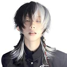 Cosplay Wigs - 狼尾黑白挑染+髮網 - 查看 6