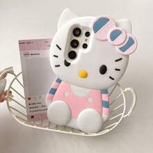 SANRIO 1 chiếc ốp lưng điện thoại Hello Kitty ngồi thời trang, sáng tạo, có sẵn màu hồng, đen, trắng, thiết kế nơ sọc, thân thiện với da, hiệu ứng 3D nổi, chất liệu silicon chống nước và chống sốc, dễ thương và phong cách, tương thích với dòng 17, 11/12/12 Pro, 13/14/15, 13 Pro/14 Pro/15 Pro, 12 Pro Max/13 Pro Max/14 Pro Max/15 Pro Max, 16, 16 Pro, 16 Pro Max, 17, 17 Pro, 17 Pro Max, món quà tuyệt vời cho Ngày của Mẹ, Lễ hội Thuyền Rồng, Lễ hội Nước. - trắng - Xem 2
