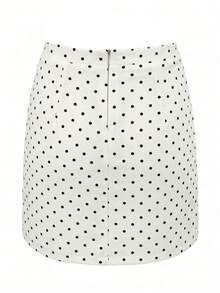 Chân váy mini chấm bi trắng kiểu Coquette - Chân váy bút chì ôm sát eo cao, chống hở hang. - Màu be - Xem 7