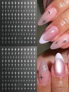 4/2pcs Star Nail Art Stickers, Hot-Stamped Gold, Silver, Laser, Blue Cross Star Patterns 3D Nail Designs, Y2K Cute & Charming Nail Decorations, Self-Adhesive Nail Decals DIY Nail Art Salon Accessories & Supplies - Multicolor - View 15