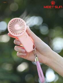 MEET SUN 1个可充电便携式手持迷你风扇，配备500mAh电池，3档风速调节，带腕带，可充电风扇 - 手持 - 查看 7