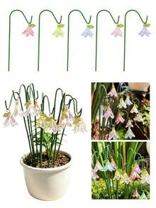 10/2入 花園裝飾地插，人造百合與鈴蘭花，陽光下閃耀，適用於戶外盆栽植物、景觀裝飾、花園與花盆裝飾 - 多色 - 查看 1