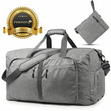 Fosmon Large Duffle Bag For Travel, 65L Duffel Bag, Foldable Duffle Bag Carry On Travel Bag Gym Bag Weekender Bag With Shoe Compartment, - Grey - View 6