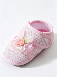 1 Pair Breathable Hollow Mesh Toddler Sandals, Closed Toe Protection, Convenient Hook And Loop Closure, Suitable For Early Walking Infants And Toddlers - Pink - View 5