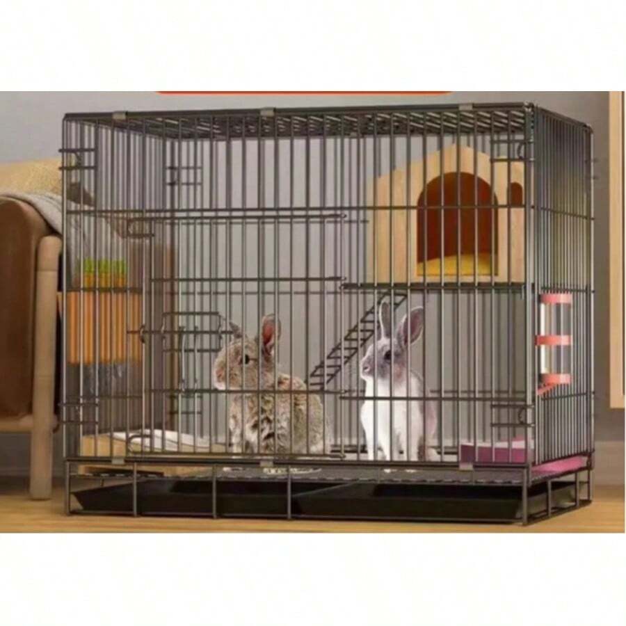 Foldable Pet Cages, Cat Cages, Dog Cages, Rabbit Cages, Thickened Iron Cages, Small And Medium-Sized Dog Cages With Toilets, Pet Cages For Cats And Villas. - Black - View 1