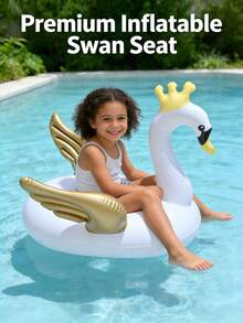 1个儿童游泳池充气座椅圈，可爱漂浮座椅游泳圈，幼儿学习游泳池浴缸带双把手充气动物游泳圈，儿童腋下漂浮圈，适合夏季游泳 - 彩色 - 查看 5