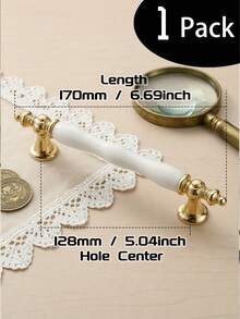 Conjunto de 1/2/4 puxadores dourados de cerâmica para portas de armário, puxador de barra branco para porta de armário, puxador moderno e minimalista para gaveta de armário de cozinha. - Branco - Ver 11