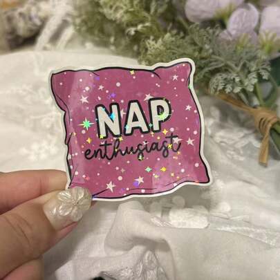 Nap Enthusiast Pillow Design Sticker | 3-Inch Glossy Vinyl Decal For Laptops, Water Bottles, Journals & E-Readers | Cute Starry Cozy Aesthetic, Funny Sleep Lover Accessory, Perfect Relaxing Gift For Students & Workaholics Stickers Scrapbook Supplies Scrapbooking