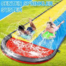 Cầu trượt nước hai làn dài 480cm (15,7ft) có vòi phun nước và đệm hơi, cầu trượt trên bãi cỏ, trò chơi té nước, cầu trượt nước bơm hơi sân sau, cầu trượt nước hồ bơi ngoài trời mùa hè dành cho người lớn và trẻ em, thích hợp cho bãi biển, du lịch, cắm trại, dã ngoại, công viên. - Nhiều màu - Xem 4