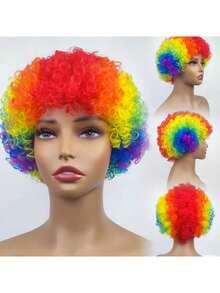 Wig Badut Warna-warni, Warna Acak, Satu Ukuran Cocok untuk Sebagian Besar Orang, Perlengkapan Permainan Kostum, Kebanggaan, Gaun Pesta - MultiWarna - View 7