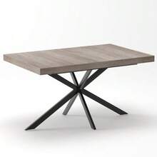 140CM-180CM Retro Rectangular Extendable Dining Table With Hidden Storage Natural Top With Same Color Embossed Center Plate For Dining Room Kitchen & Living Room Seats 4-6(Gray) - Gray - View 4