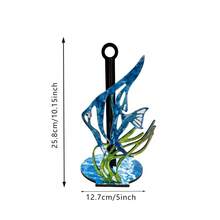 1件裝木製熱帶魚造型餐巾紙架，辦公桌裝飾，海洋主題藍綠色天使魚圖案裝飾，廚房檯面收納架，海灘度假風家居裝飾雕塑支架 - 彩色 - 查看 11