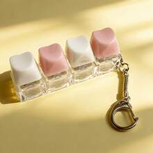 4 buah Keycap berbentuk hati warna Pink & Putih, Gantungan Kunci - MultiWarna - View 7