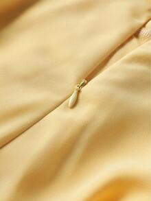 Solid Color Casual Elegant Party Halter Backless Long Dress, Women's Slimming Resort Evening Gown - Yellow - View 10