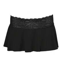 Minifaldas de encaje para mujer, Falda corta Sexy de Color sólido para verano, Falda ultracorta Sexy, faldas de encaje para fiesta, nueva moda 2024 - Negro - Ver 4
