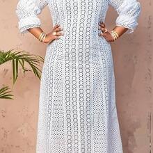 Plus Size - Plus Size - Newly Arrived Plus Size Women'S Lace Dress With Water-Soluble Openwork In Palace Style - trắng - Xem 1