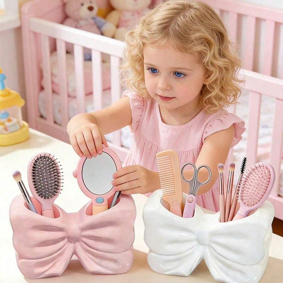 Bộ 2 món/1 món hộp đựng đồ trang điểm hình bướm trang trí phòng bé gái, kẹp móng tay, kẹp tóc, lược. Kệ đựng đồ thời trang và thẩm mỹ, phù hợp cho phòng trẻ em, phòng ngủ, cung cấp giải pháp sắp xếp tiết kiệm không gian. - Nhiều màu - Xem 1