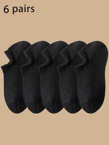 6/12 Pairs Men's Black & White Solid Color Mesh Breathable Invisible Casual Socks, Suitable For All Seasons - Black and White - View 9