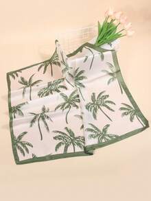 1pc 70cm Printed Scarf/Bandana, Women's Fashion Accessory Suitable For Beach, Vacation And Daily Life, Adding Highlights To Your Outfit - Green - View 3