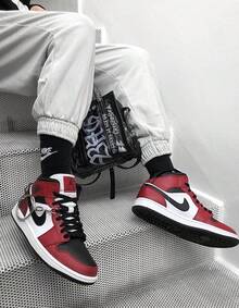 Nike Air Jordan Retro 1 Mid SE Black White Red Casual Shoes Men's HV4091-006 | Comfortable - 紅白色 - 查看 2