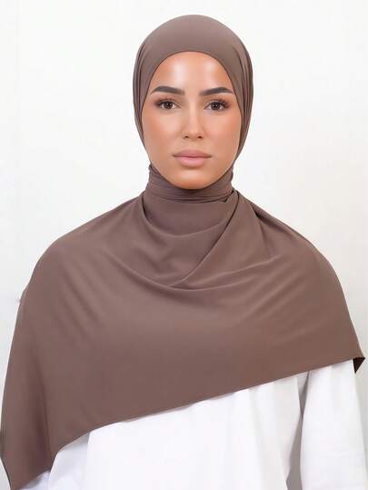 1pc Jersey Hijab, Modal Hijab, Sweat Cloth Solid Color, Silky Soft Comfortable Breathable Head Wrap, Head Scarf, Jersey Headcover, Sports Headwrap, Shawl, Suitable For Daily, Outdoor, Prayer, Worship