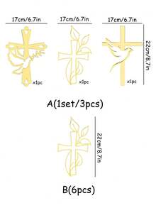 Gold Dove Cross Acrylic Cupcake Toppers, Mirror Acrylic Cake Decorations, Suitable For Christening, Communion, Baby Shower, Birthday, Wedding And Other Occasions - Multicolor - View 4