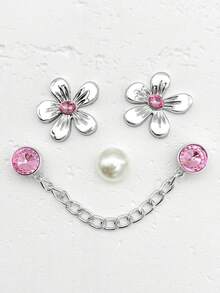 26pcs Girly Crystal Bow Decorative Buttons For DIY Sandals - Silver - View 5