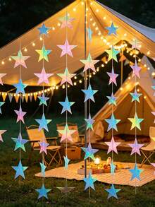 36pcs Glitter Star Decorative Ribbons, 130ft Star Curtain Backdrop, Gradient Pink Color, Suitable For Graduation Party, Birthday, Classroom, Wedding - Multiple Styles - View 7