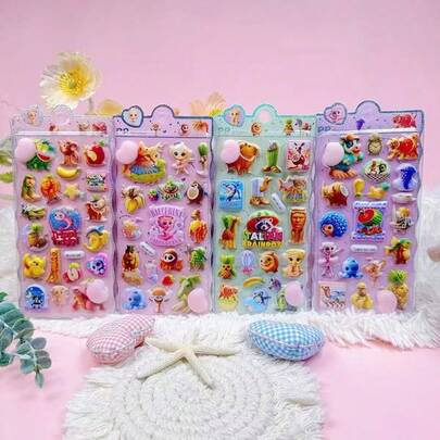 1Sheet Shanhaijing Mythical Creatures 3D Puffy Stickers, Cute Chinese Mythology Animal Bubble Stickers For Kids, Self-Adhesive Foam Stickers For Scrapbook & Crafts