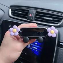 yucen 1PC Floret Car Phone Holder, Exquisite Flower Vent Clip Design, Horizontal & Vertical Air Vent Mount, Auto-Lock & Stable, Universal Car Navigation Bracket, Fashion Car Accessories To Add A Touch Of Exquisiteness - Original Flower - View 16